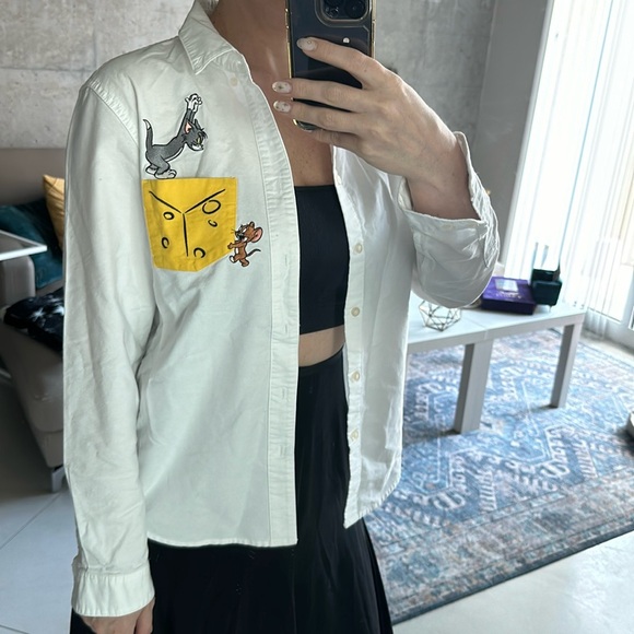 Graniph Tops - RARE Graniph Japan + Tom & Jerry Pocket Shirt in White